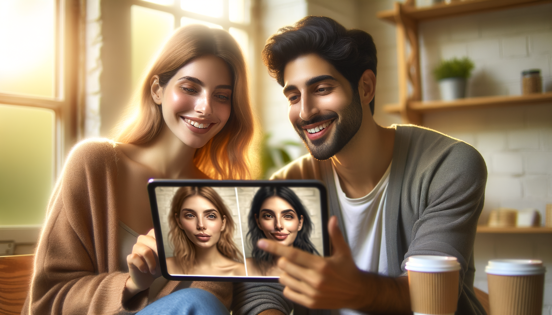 Friends comparing AI photo edits